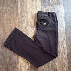 BKE Casuals Black Pants Embroidered Pockets Serena Fit Women’s Size 28 Y2K